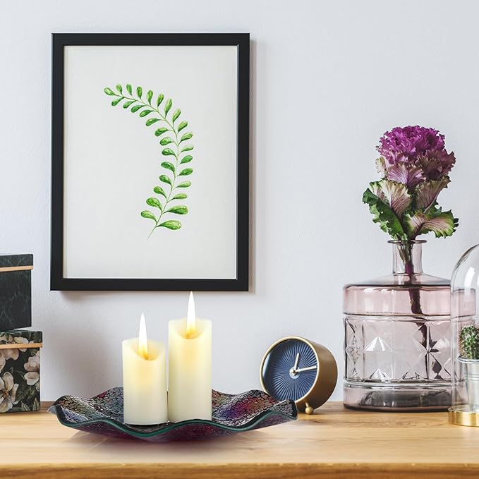 MDLUU Mosaic Centerpiece Tray, 11.6" Decorative Glass Plate, Home Decor Glass Bowl for Dining Room Table, Coffee Table, Gift (Multicolored Purple)