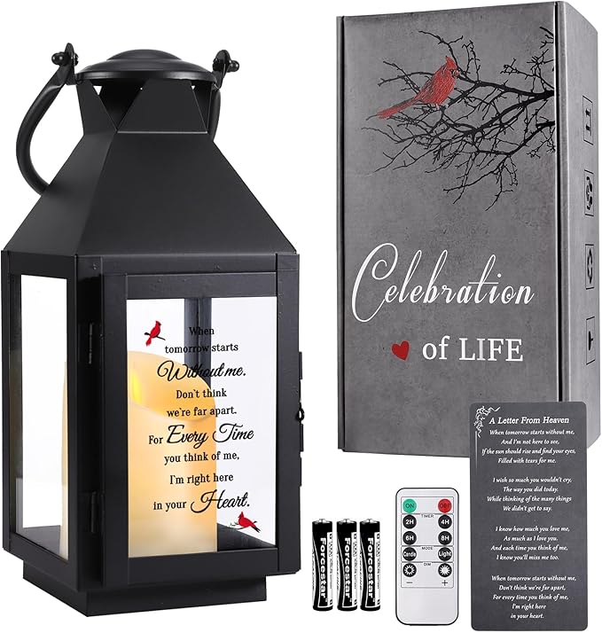 Memorial Lantern, Sympathy Gifts for Loss of Mom/Dad/Loved One, Bereavement Gifts, in Memory of Loved One Lantern,Celebration of Life, Memorial Gifts, Funeral Lantern,When Tomorrow Starts Without me