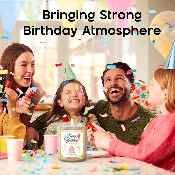 Birthday Candles - 9 oz Happy Birthday Candle with Vanilla Birthday Cake Scent, Gifts for Women & Men, Friendship Ideas
