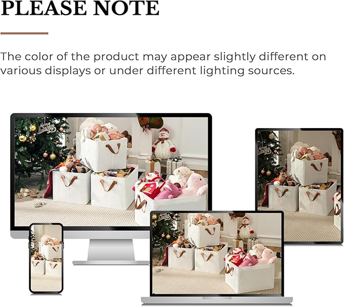 GRANNY SAYS Closet Storage Baskets, Collapsible Fabric Storage Bins with Metal Frame, Clothes Organizer Bins, Extra Large Baskets for Shelves, Ivory, 4-Pack