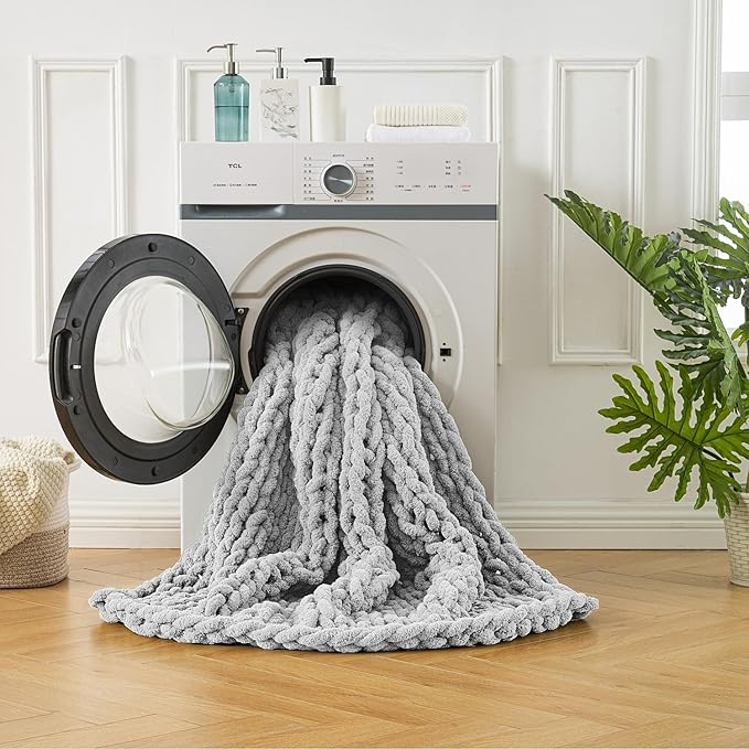 Ultra Soft Chunky Knit Blanket Throw -40x50 Hand Knitted Warm Chenille Throw Blanket, Home Decor Soft Thick Yarn Cable Knit Blanket Breathable Fleece Banket Christmas for Couch Bed Sofa Best GIF