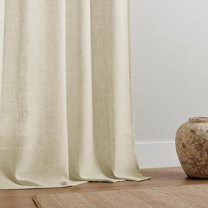 Joydeco Linen Curtains 84 Inch Length 2 Panel Sets,Light Filtering Curtains for Bedroom 37 Inch Wide Living Room Drapes with Back Tabs & Rod Pockets (W37 x L84 Inch, Linen)