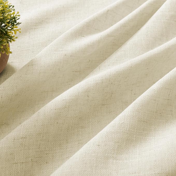 Joydeco Linen Curtains 84 Inch Length 2 Panel Sets,Light Filtering Curtains for Bedroom 37 Inch Wide Living Room Drapes with Back Tabs & Rod Pockets (W37 x L84 Inch, Linen)