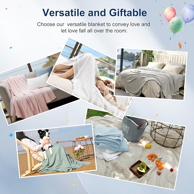 PHF Cooling Waffle Blanket King Size, Lightweight 60% Rayon Derived from Bamboo & 40& Cotton Breathable Blanket for Hot Sleepers, Soft and Luxury for Bed Couch and Sofa, 104"x90", White