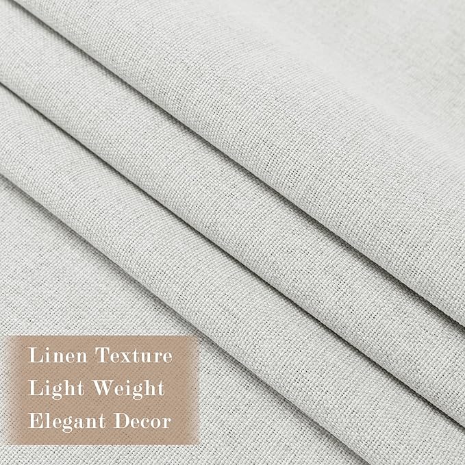 100" W x 96" L Faux Linen Room Divider Curtains, Full Blackout Pinch Pleated Drapes for Traverse Rod, Bedroom Divider Privacy Drapery with Hooks for Ceiling Track, 1 Panel, Greyish White