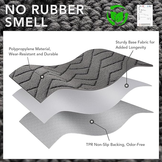 hicorfe Front Door Mat Outside Entrance,36"x59" Absorbent Muddy Dirt Resist Welcome Door Mats Outdoor Indoor,Stain and Fade Resistant,Non Slip Backing Entry Mat Doormat for Entryway(Grey)