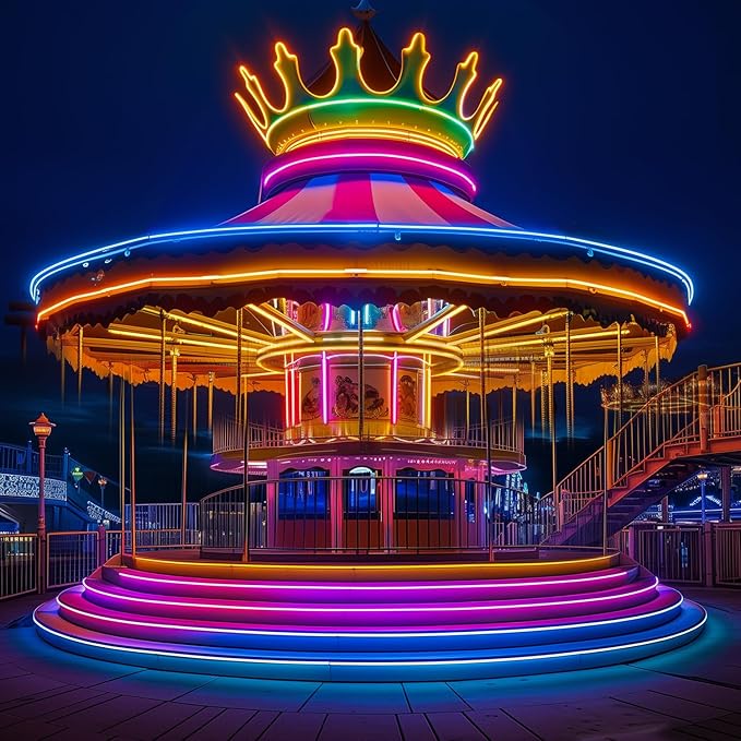 GZBtech RGB LED Neon Rope Lights 16.4FT/5M, AC 110-120V Waterproof Color Changing LED Rope with Remote Controller, Dimmable Multi Color Neon Rope Lighting for Indoor Outdoor Commercial Use