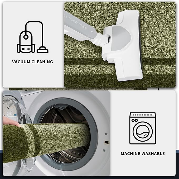 PURRUGS Dirt Trapping Door Mat 24" x 36", Non-Slip/Skid Machine Washable Entryway Rug, Shoes Scraper, Area Rug, Super Absorbent Welcome Mat for Muddy Wet Shoes and Paws, Budding Green & Sage Green