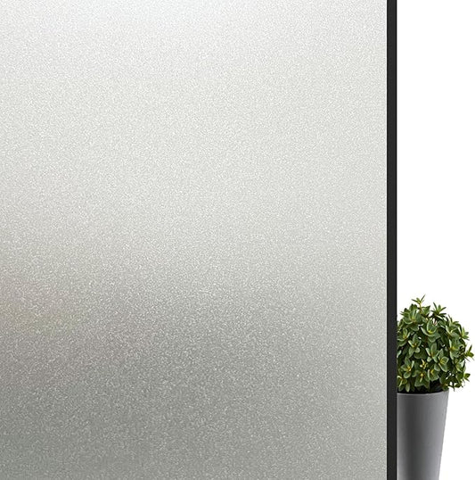 Frosted Glass Window Privacy Film Decorative, Bathroom Privacy Film for Glass Windows Cover, Static Cling, Removable, Reusable, Anti-UV, Anti-Glare, Heat Blocking,(Pure,17.5X196.9Inch)