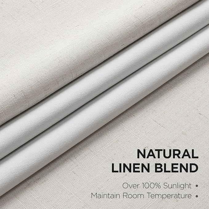 Joydeco Pinch Pleated Linen Curtains for Living Room, 100% Blackout Darkening Curtains 72 inches Length 2 Panel Thermal Insulated Pinch Pleat Drapes(Ivory,40'' Wx72'' L)