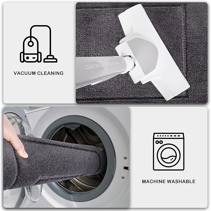 PURRUGS Dirt Trapping Door Mat 32" x 47", Non-Slip/Skid Machine Washable Entryway Rug, Dog Doormat, Super Absorbent Welcome Mat for Muddy Wet Shoes and Paws, Grey