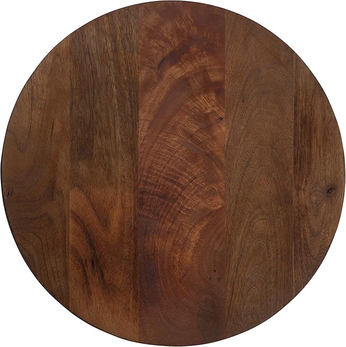 Kate and Laurel Aja Modern Side Table; 15 x 15 x 23; Walnut Brown; Decorative Modern Geometric Wood Bedroom Nightstand Table with Round Tabletop and Unique Slanted Legs