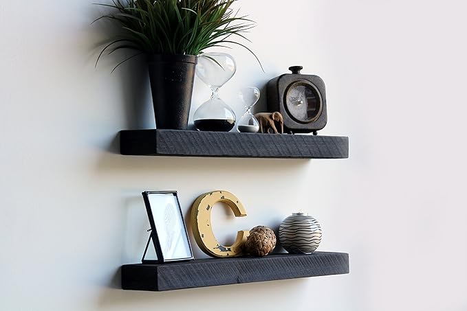 Urban Legacy Reclaimed Barnwood Planks | Floating Shelves for Wall w/Flush Mount Shelf Bracket Set Included | Set of 2 (Coffee Bean, 48" x 4.5" x 2")