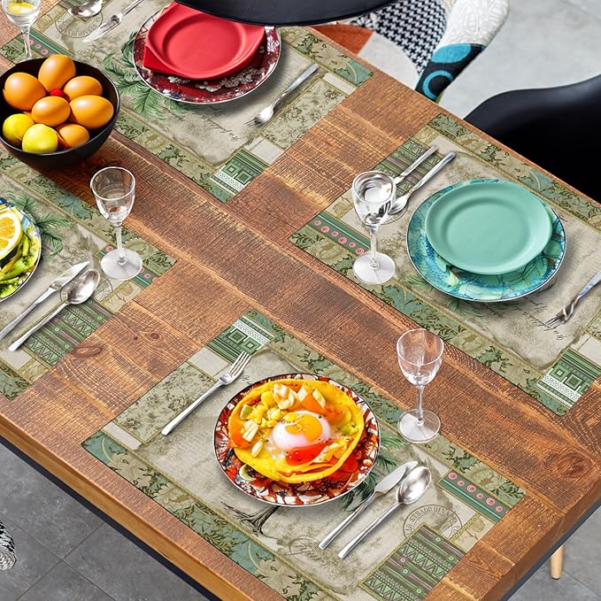 Tropical Palm Tree Placemats Set of 4 Summer Vintage Green Leaf Kitchen Table Mat 12x18 Inch Hawaii Beach Jungle Plant Tree Heat Resistant Washable Linen Place Mats for Dining Tables