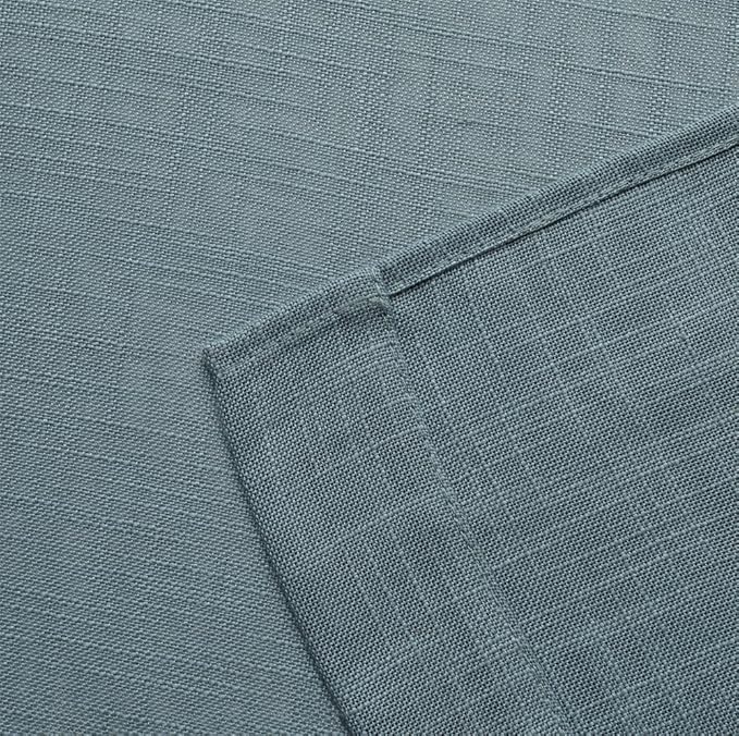 MIUCO Semi Sheer Curtains Poly Linen Textured Solid Grommet Curtains 63 Inches Long for Living Room 2 Panels (2 x 37 Wide x 63" Long) Teal