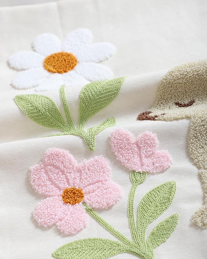 katre home madame & textile Embroidered Dog Pillow Cover – 18x18 inch Handmade Punch Needle Cushion – Boho Cotton Throw Pillow for Couch, Bed, or Gift for Dog Lovers