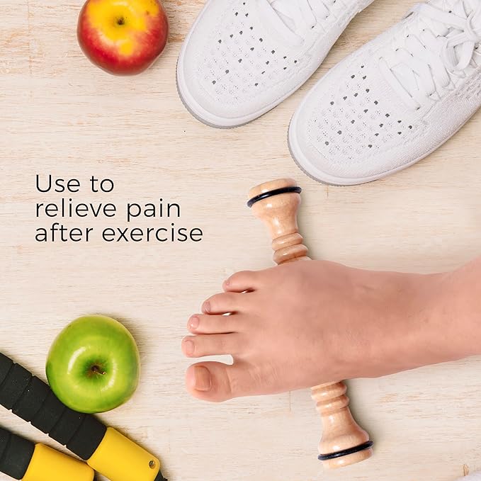 TOFL - Wooden Foot Massager - Natural Acupressure Reflexology Massage Roller for Relaxation and Stress Relief