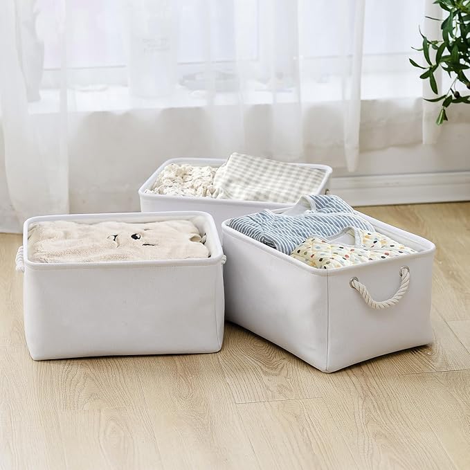 TheWarmHome Fabric Storage Bin, Large 1 Pack 15.7L*11.8W*8.3H Storage Basket for Home Storage and Organization, Shelf Basket with Cover for Living Room Bedroom Closet(White