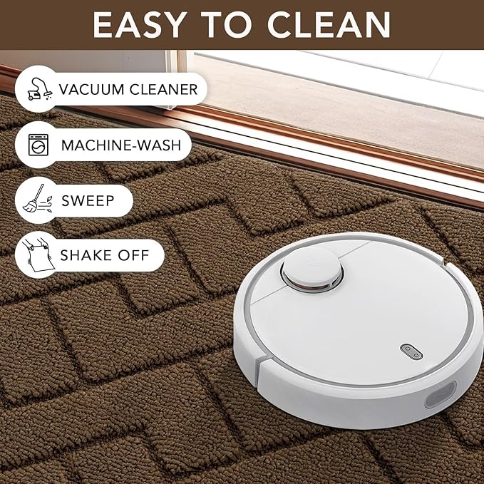 hicorfe Front Door Mat Outside Entrance,36"x59" Absorbent Muddy Dirt Resist Welcome Door Mats Outdoor Indoor,Stain and Fade Resistant,Non Slip Backing Entry Mat Doormat for Entryway(Dark Brown)