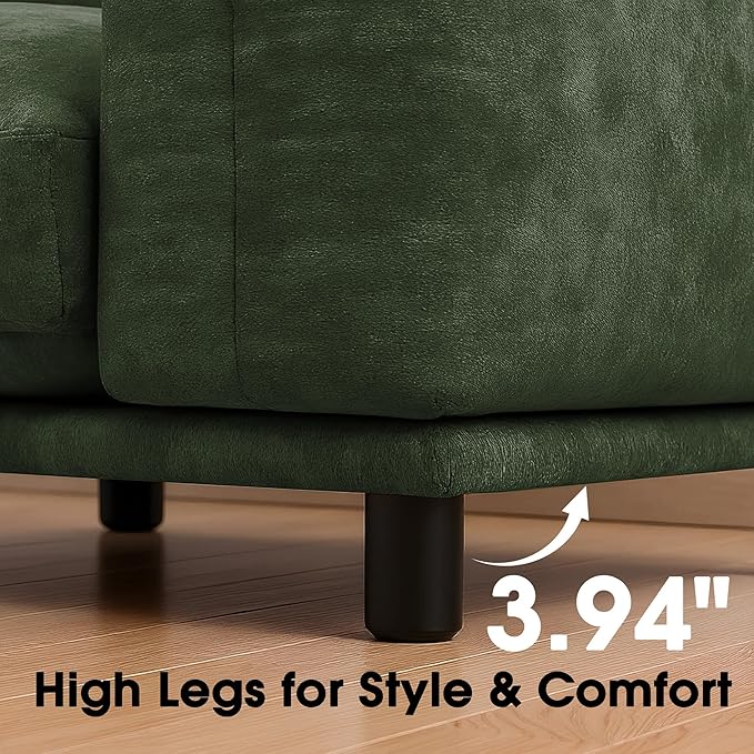 Modern Minimalist Chenille Modular Sectional Sofa, Oversized 8-Seater Sleeper Sofa with Movable Ottoman, Thick Cushions, Upholstered Couch for Living Room, Bedroom, Office, Apartment(Green,8-Seater)