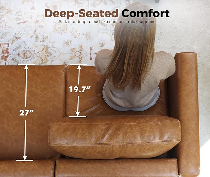 118.5" Faux Leather Modular Sectional Sofa with Storage Seat, Modern 6 Seater Couch Deep Seat with Removable Cover DIY Combination Brown