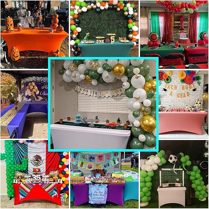 IVAPUPU 6FT Table Cloth for Rectangular Fitted Events Stretch Purple Washable Table Cover Spandex Tablecloth Protector for Party, Wedding, Cocktail, Banquet, Festival