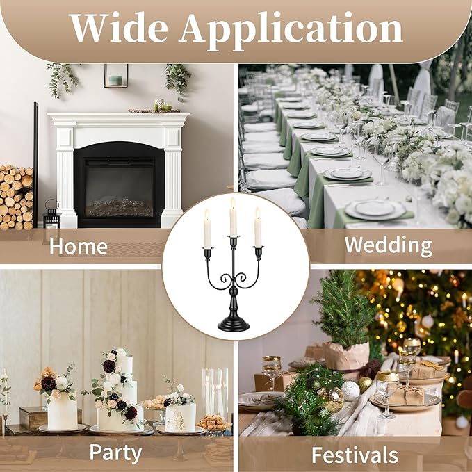 Sziqiqi Halloween Candle Holder Candelabra - Black Candle Stick Holders Pack of 2 Decorative Candleholders for Christmas Decoration
