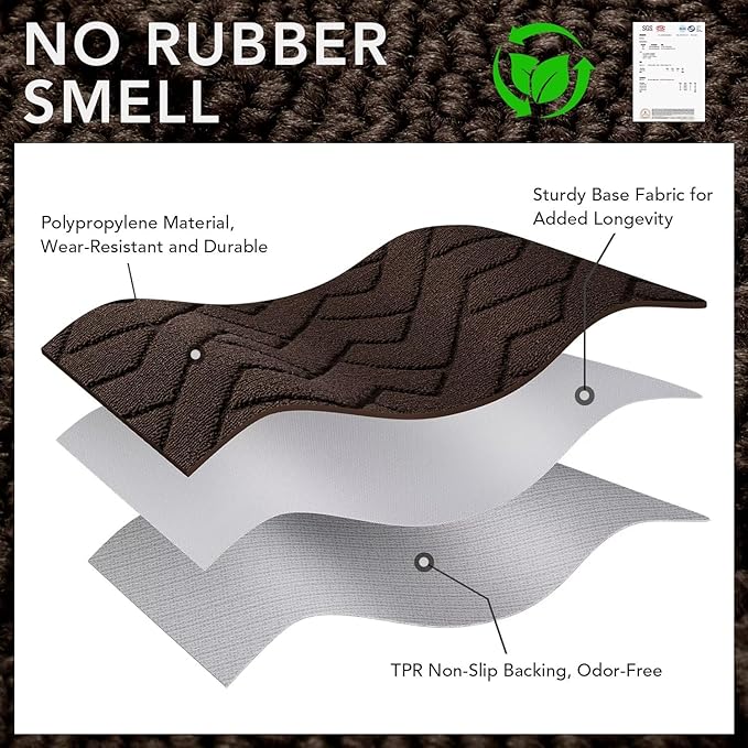 hicorfe Front Door Mat Outside Entrance,36"x59" Absorbent Muddy Dirt Resist Welcome Door Mats Outdoor Indoor,Stain and Fade Resistant,Non Slip Backing Entry Mat Doormat for Entryway(Coffee)