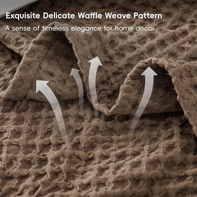 PHF Ultra Soft Waffle Weave Blanket King Size Cocoa Brown(104"x 90")- Washed Lightweight Breathable Cozy Woven Blanket for Bed - Aesthetic Decor for Couch Bedding Sofa Home Car