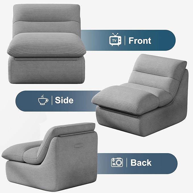 Misolant Bean Bag Chairs,Big Corduroy Fabric Sofa Bean Bag Chair for Adults and Teens with High-Resilience Sponge, Non-Slip Base Floor Lounge Sofa for Home, Living Room, Bedroom, Gaming Dark Gray