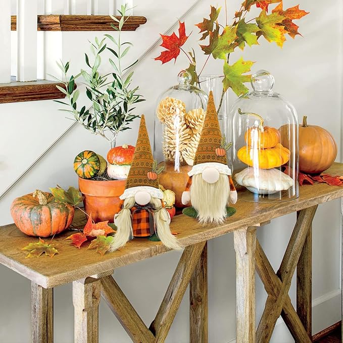 Lovinland Fall Decor - Fall Decorations for Home - Cute Thanksgving Gnomes Plush Doll for Office, Indoor, Room, Mantel, Shelf, Tiered Tray, Porch, Desk, Harvest Table Centerpieces - Autumn Gifts