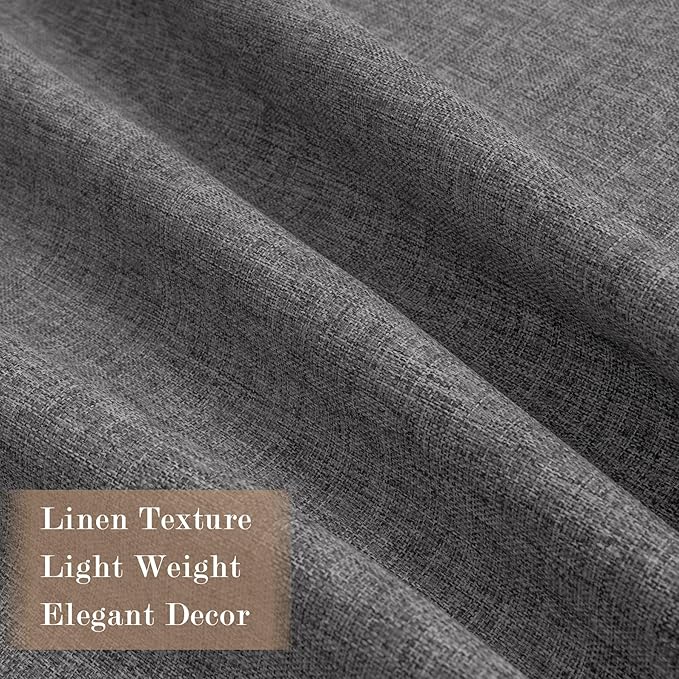100" W x 84" L Faux Linen Room Divider Curtains, Full Blackout Pinch Pleated Drapes for Traverse Rod, Bedroom Divider Privacy Drapery with Hooks for Ceiling Track, 1 Panel, Natural Grey