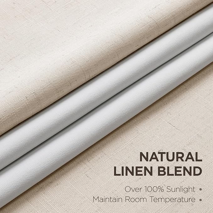 Joydeco Pinch Pleated Linen Curtains for Living Room, 100% Blackout Darkening Curtains 72 inches Length 2 Panel Thermal Insulated Pinch Pleat Drapes(Ecru,40'' Wx72'' L)