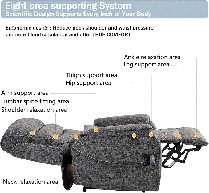 Power Lift Recliner Chair for Adults Elderly Lay Flat Velvet Recliners with Massage Heating, Extended Footrest, Wireless Charging Device, USB Ports, Cup Holder, Lumbar Pillow