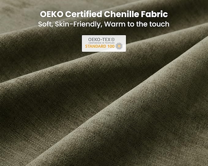 Oversized Modular Sofa, Extra Deep Cloud Chenille Sectional Couch with Ottoman Chaise, Fluffy Chenille 5 Seater Sofa Bed for Living Room, Villa (L Shape 5 Seater, Chenille Green)