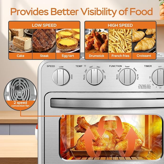 Air Fryer, Geek Chef Convection Air Fryer Toaster Oven, 4 Slice Toaster Airfryer Countertop Ovens, Electric Hot Ovens Oilless Cooker, Accessories & E-Recipes Included, ETL Listed, 16QT