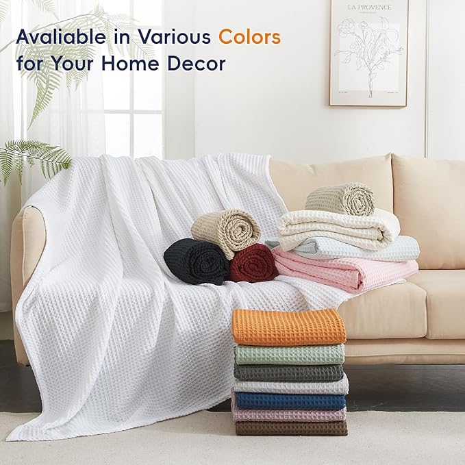 PHF Ultra Soft Waffle Weave Blanket King Size Cocoa Brown(104"x 90")- Washed Lightweight Breathable Cozy Woven Blanket for Bed - Aesthetic Decor for Couch Bedding Sofa Home Car