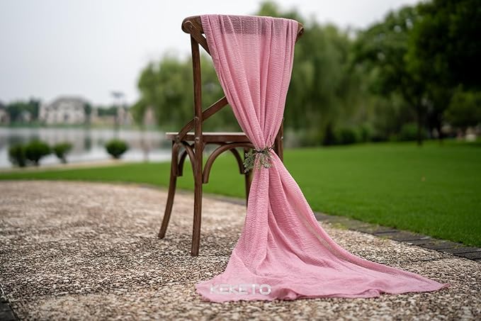 6pcs Cheesecloth Table Runner Dusty Rose Gauze 120 Inch 10 FT Rustic Boho Cheese Cloth Runner for Wedding Baby Shower Bridal Shower Party Long Sheer Centerpiece Fall Home Decoration