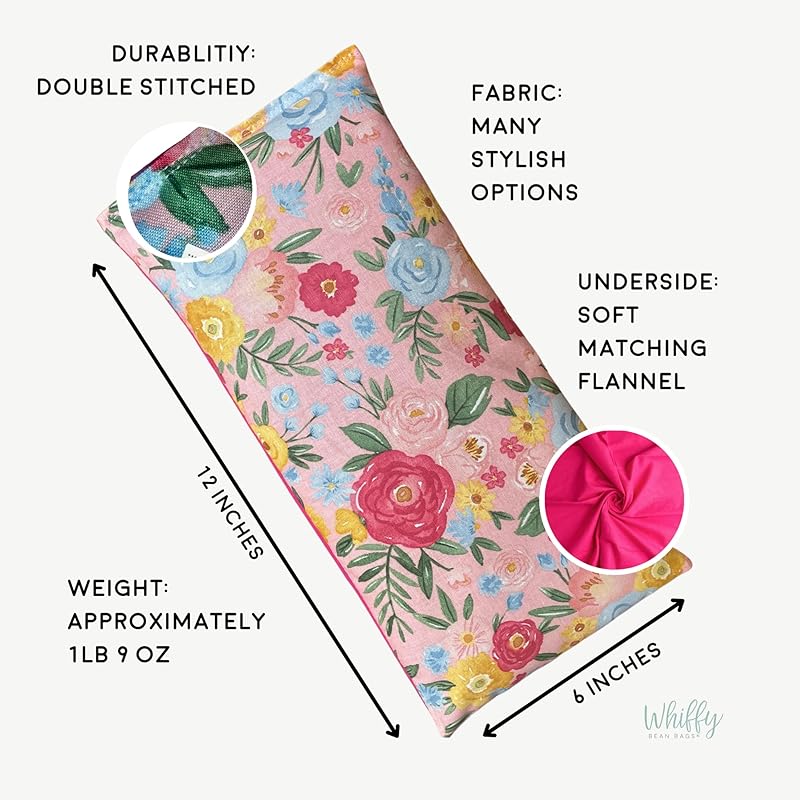 Large Microwave Heating Pad with Flax Seed, Scented or Unscented, Good For Back Pain or Cramps, Moist Heat Therapy or Ice Pack, Microwavable Bean Bag, 6" x 12" (Flannel Floral, No Added Herbs)