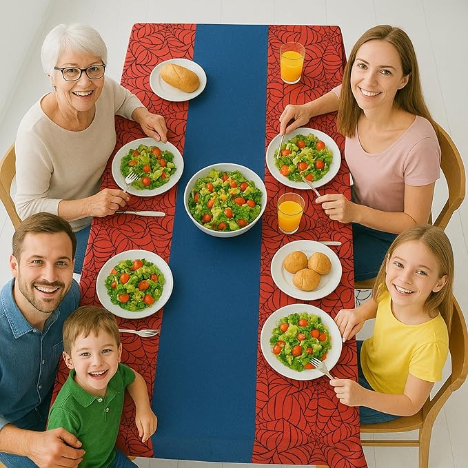 16Pcs 2in1 Spider Birthday Decorations Tablecloths, 54" x 108" Super Hero Spider Table Cloth Disposable Rectangle Plastic Table Cover for Boys Birthday Party Supplies