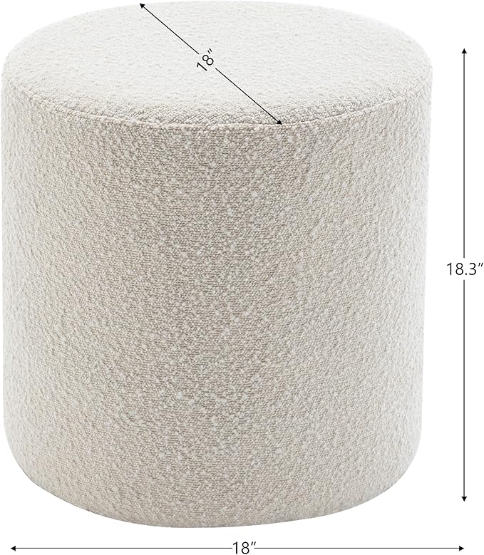 KINWELL 34" Boucle Swivel Barrel Chair with 18" Round Ottoman Set, Fully Assembled Set of Sherpa Accent Chair and Footrest, Modern Comfy Armchair and Footstool for Living Room and Bedroom, Brown