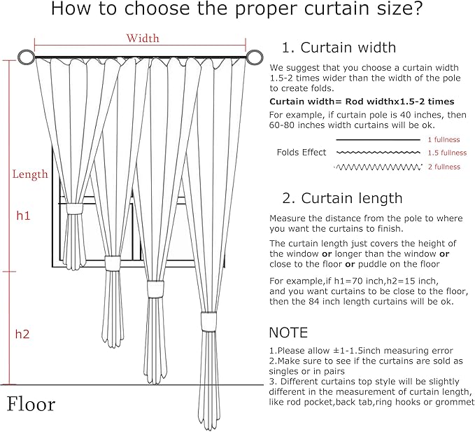 Vision Home Blue Fog Pinch Pleated Full Blackout Curtains Linen Blended Room Darkening Window Curtains 112 inch for Living Room Bedroom Thermal Insulated Pinch Pleat Drapes with Hooks 60" Wx112 Lx1