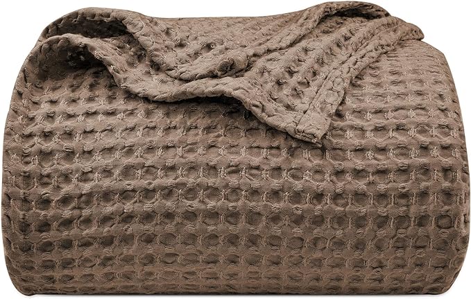 PHF Ultra Soft Waffle Weave Blanket King Size Cocoa Brown(104"x 90")- Washed Lightweight Breathable Cozy Woven Blanket for Bed - Aesthetic Decor for Couch Bedding Sofa Home Car