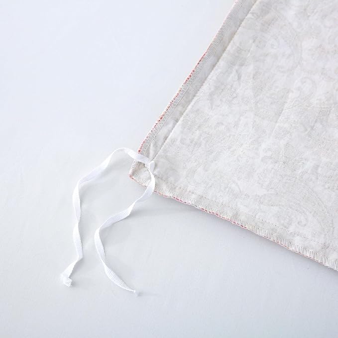 ABREEZE Paisley Bedding Sets 3Pcs Brushed Cotton Duvet Cover Set Queen Size Rustic Damask Red Floral Comforter Cover with Zipper Closure Boho Bedding Collections