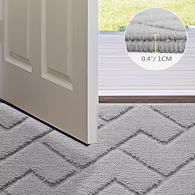 hicorfe Front Door Mat Outside Entrance,36"x59" Absorbent Muddy Dirt Resist Welcome Door Mats Outdoor Indoor,Stain and Fade Resistant,Non Slip Backing Entry Mat Doormat for Entryway(Light Grey)