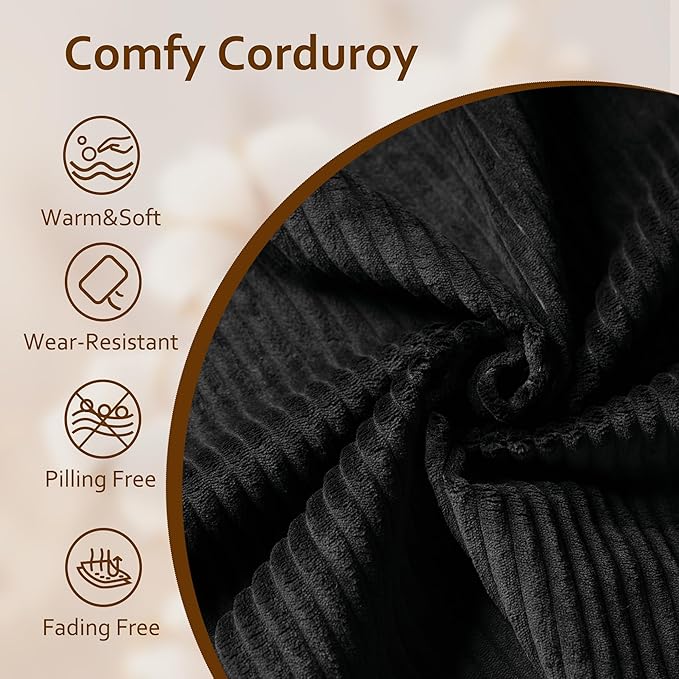 HOOOWOOO Modular Sectional Sofa Couch,Matching Free Combination Cloud Couch Left Arm Chair(Black Corduroy)