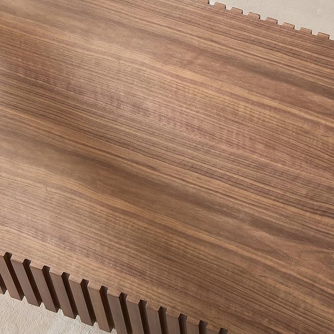 43.7" Oval Coffee Table for Living Room,Modern Handcraft Drum Coffee TableSmall Wooden Coffee Table with Sturdy Pedestal Easy Assembly for Office-Walnut