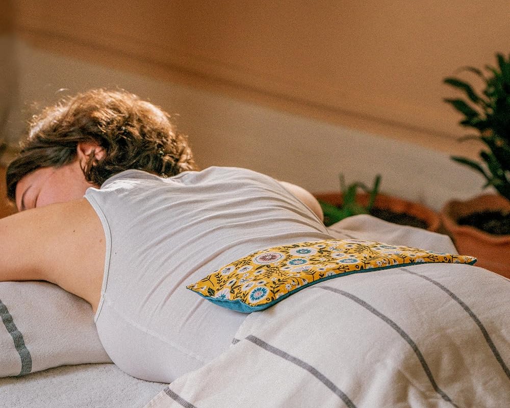 Large Microwave Heating Pad with Flax Seed, Scented or Unscented, Good For Back Pain or Cramps, Moist Heat Therapy or Ice Pack, Microwavable Bean Bag, 6" x 12" (Pink Floral, Lavender & Peppermint)