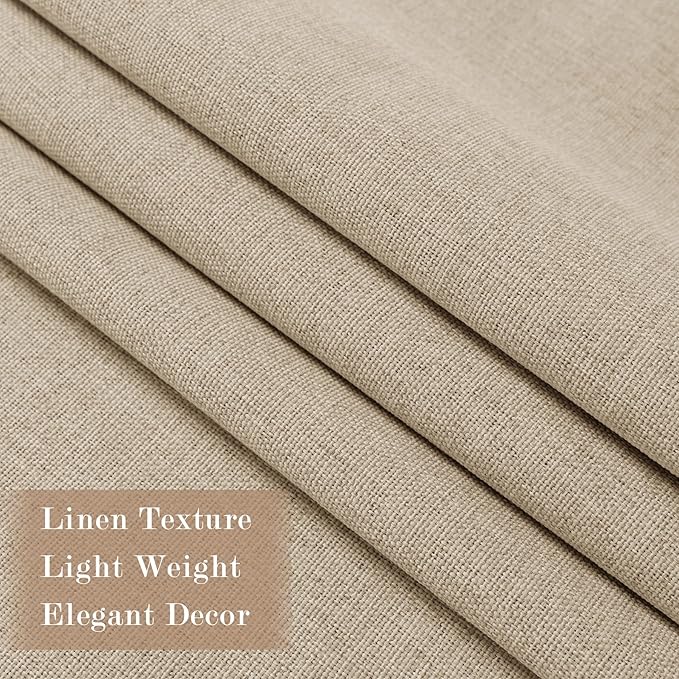 100" W x 84" L Faux Linen Room Divider Curtains, Full Blackout Pinch Pleated Drapes for Traverse Rod, Bedroom Divider Privacy Drapery with Hooks for Ceiling Track, 1 Panel, Sand Beige