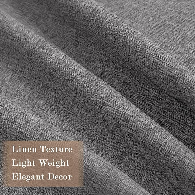 100" W x 84" L Faux Linen Room Divider Curtains, Full Blackout Pinch Pleated Drapes for Traverse Rod, Bedroom Divider Privacy Drapery with Hooks for Ceiling Track, 1 Panel, Gray